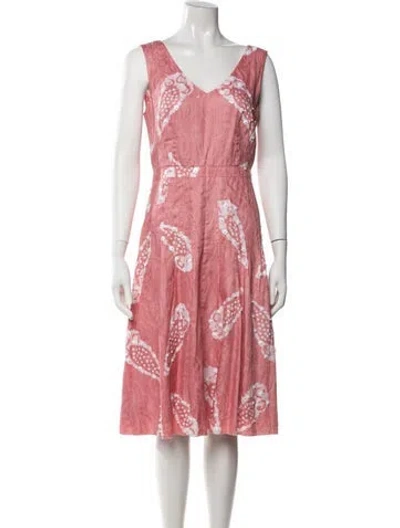 Pre-owned Tory Burch Paisley Print Midi Length Dress In Pink
