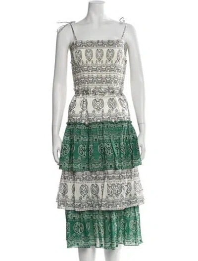 Pre-owned Tory Burch Paisley Print Midi Length Dress W/ Tags In Neutral