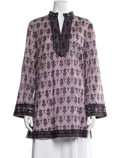 Pre-owned Tory Burch Paisley Print Mini Dress In Blue