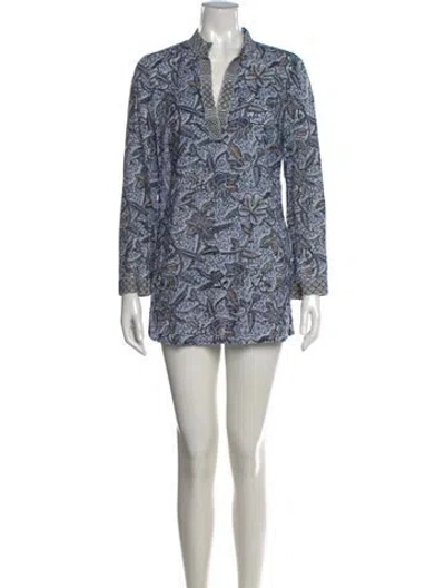 Pre-owned Tory Burch Paisley Print Mini Dress In Blue