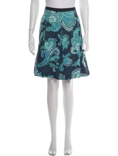Pre-owned Tory Burch Paisley Print Mini Skirt In Blue