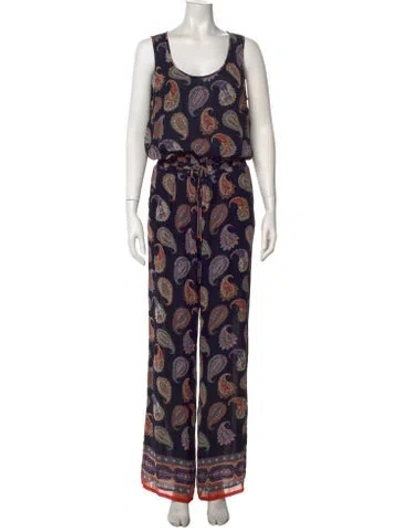 Pre-owned Tory Burch Paisley Print Scoop Neck Jumpsuit In Blue