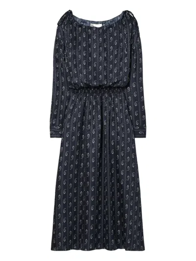 Tory Burch Paisley-print Smocked Dress In Blue