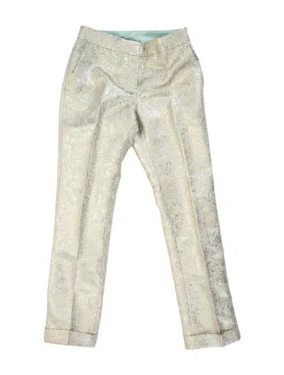 Pre-owned Tory Burch Paisley Print Straight Leg Pants In Blue