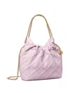Tory Burch Mini Fleming Soft Hobo Bag In Pale Purple