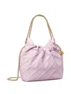 Tory Burch Mini Fleming Soft Hobo Bag In Pale Purple