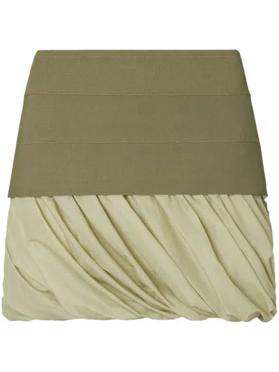 Tory Burch Panelled Draped Miniskirt In Green