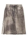 Tory Burch Panelled Frayed Denim Midi A-line Skirt In Gray