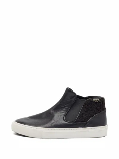 Pre-owned Tory Burch Panelled High-top Sneakers In Black