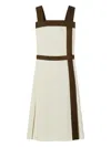 Tory Burch Colorblock Satin Dress In White