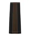 Tory Burch Panelled Midi Skirt In Black / Chocolate Brown
