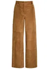 Tory Burch Panelled Suede Trousers In Brown