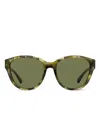 Tory Burch Pantos Logo-plaque Sunglasses In Green