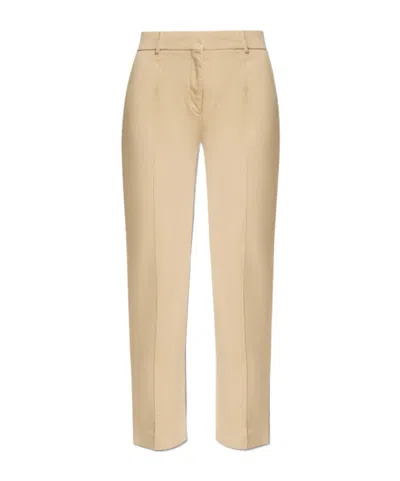 Tory Burch Cotton Trousers In Beige