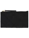 Tory Burch Fleming Quilted Leather Zip Card Case In Black