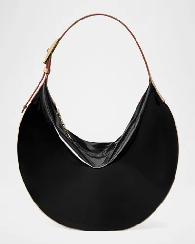 Tory Burch Patent Balloon Bag In Black