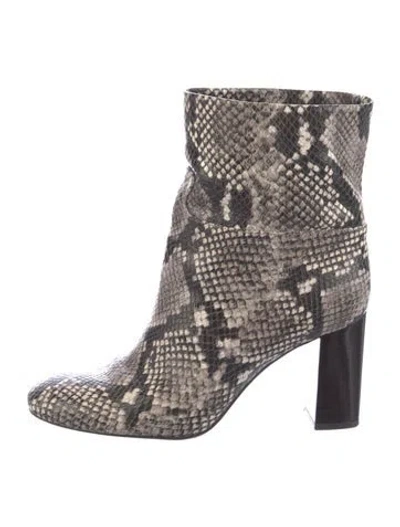 Pre-owned Tory Burch Patent Leather Animal Print Boots In Brown