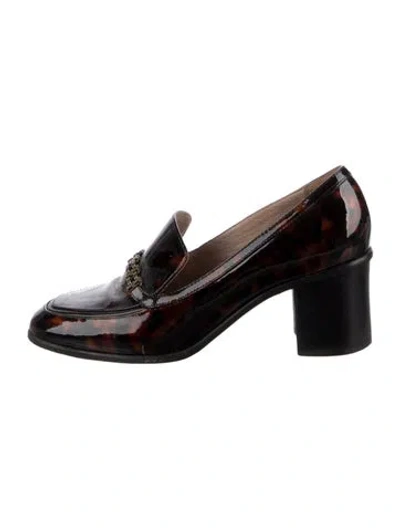 Pre-owned Tory Burch Patent Leather Animal Print Pumps In Neutral