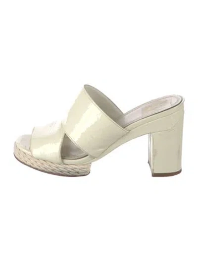 Pre-owned Tory Burch Patent Leather Animal Print Slides In Neutral