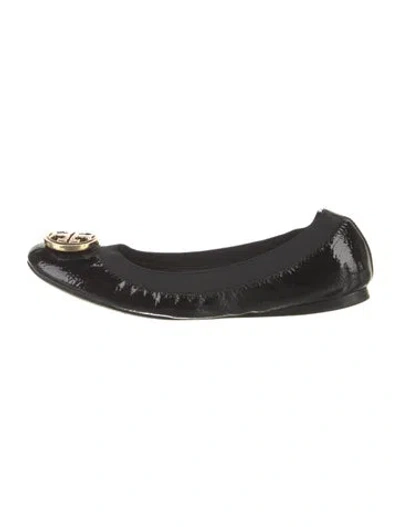 Pre-owned Tory Burch Patent Leather Ballet Flats In Black