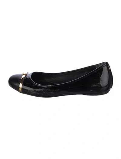 Pre-owned Tory Burch Patent Leather Ballet Flats In Black