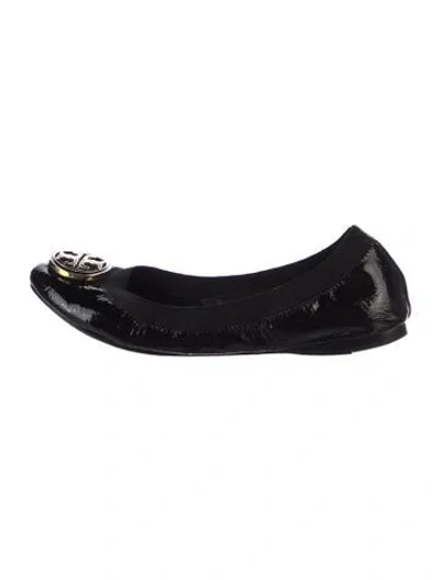 Pre-owned Tory Burch Patent Leather Ballet Flats In Black