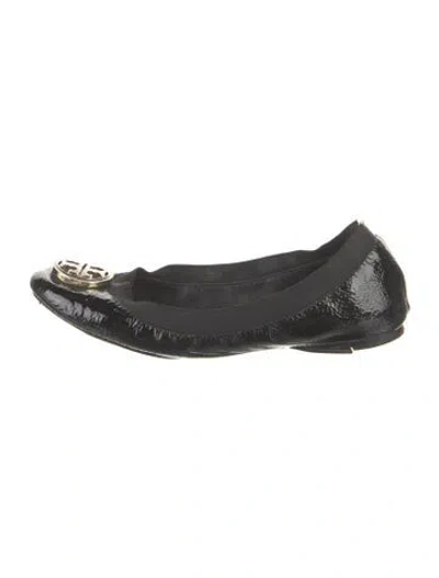 Pre-owned Tory Burch Patent Leather Ballet Flats In Black