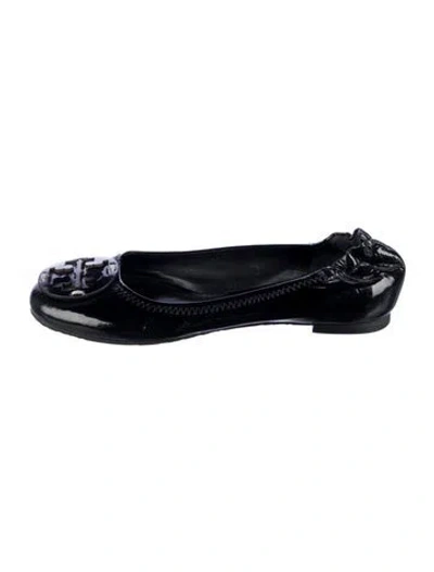 Pre-owned Tory Burch Patent Leather Ballet Flats In Black