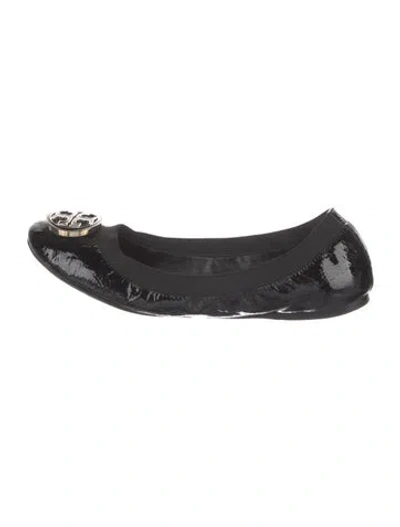 Pre-owned Tory Burch Patent Leather Ballet Flats In Black