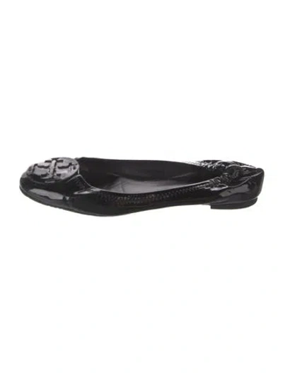 Pre-owned Tory Burch Patent Leather Ballet Flats In Black