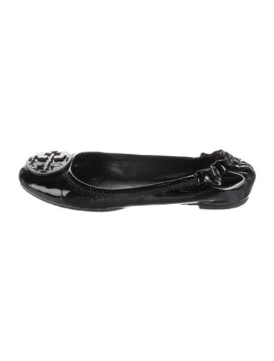 Pre-owned Tory Burch Patent Leather Ballet Flats In Black