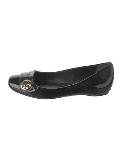 Pre-owned Tory Burch Patent Leather Ballet Flats In Black