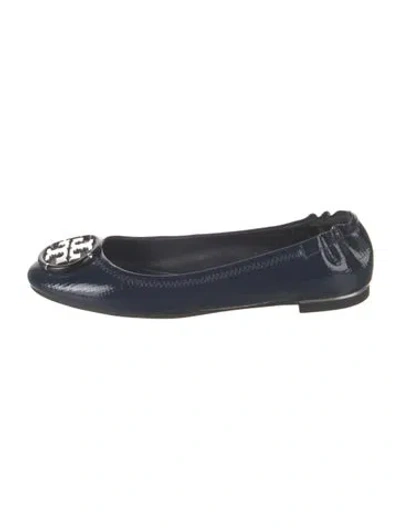 Pre-owned Tory Burch Patent Leather Ballet Flats In Blue