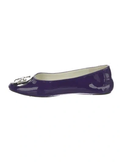 Pre-owned Tory Burch Patent Leather Ballet Flats In Blue