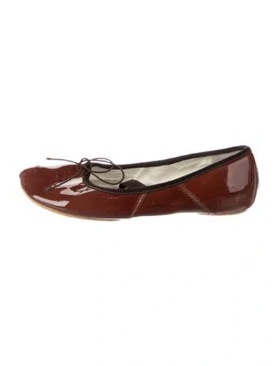 Pre-owned Tory Burch Patent Leather Ballet Flats In Brown