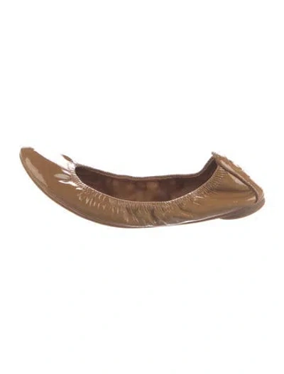 Pre-owned Tory Burch Patent Leather Ballet Flats In Brown