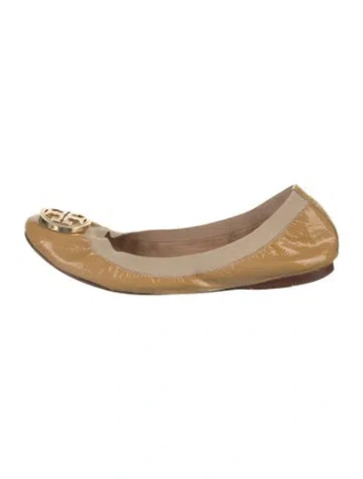 Pre-owned Tory Burch Patent Leather Ballet Flats In Brown