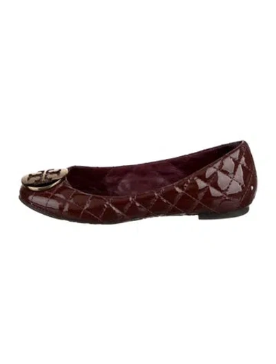 Pre-owned Tory Burch Patent Leather Ballet Flats In Burgundy
