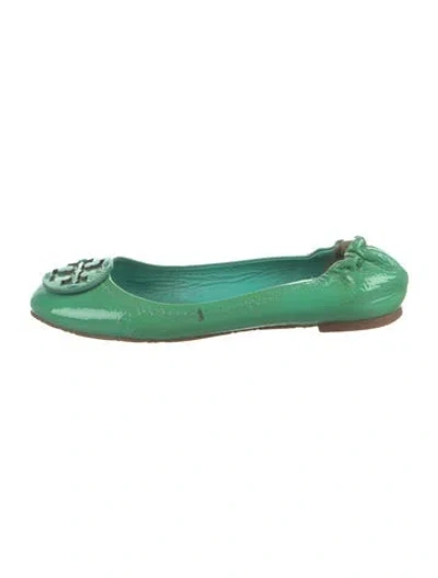 Pre-owned Tory Burch Patent Leather Ballet Flats In Green