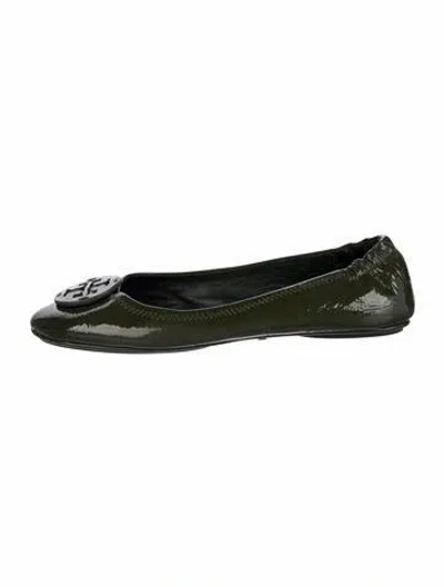 Pre-owned Tory Burch Patent Leather Ballet Flats In Green