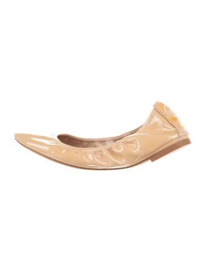 Pre-owned Tory Burch Patent Leather Ballet Flats In Neutral