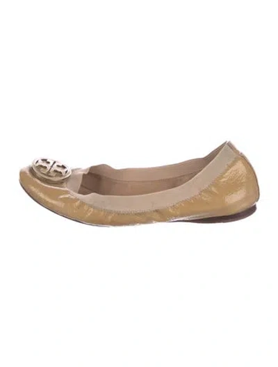 Pre-owned Tory Burch Patent Leather Ballet Flats In Neutral