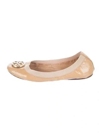 Pre-owned Tory Burch Patent Leather Ballet Flats In Neutral