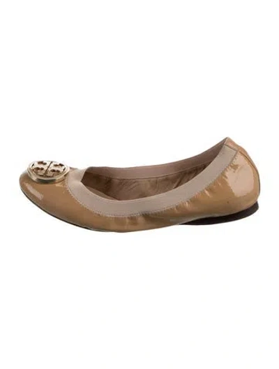 Pre-owned Tory Burch Patent Leather Ballet Flats In Neutral