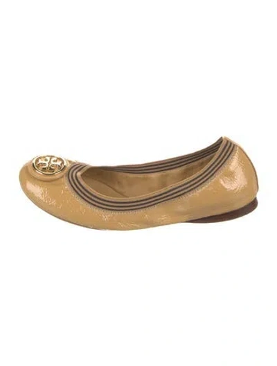 Pre-owned Tory Burch Patent Leather Ballet Flats In Neutral