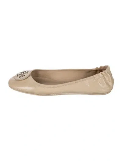 Pre-owned Tory Burch Patent Leather Ballet Flats In Neutral