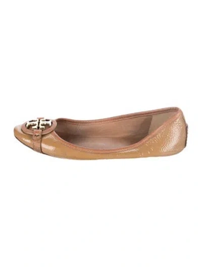 Pre-owned Tory Burch Patent Leather Ballet Flats In Neutral