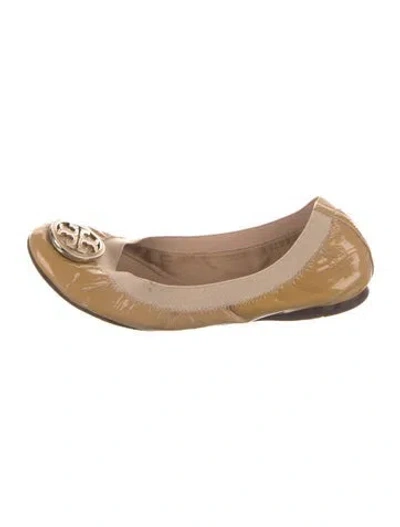Pre-owned Tory Burch Patent Leather Ballet Flats In Neutrals