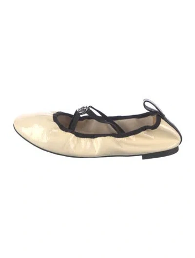 Pre-owned Tory Burch Patent Leather Ballet Flats In Neutrals