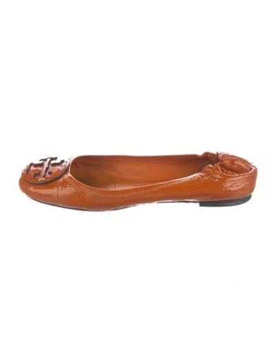 Pre-owned Tory Burch Patent Leather Ballet Flats In Orange